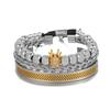 New copper inlaid zircon crown woven bracelet combination stainless steel mesh opening titanium steel bracelet set men