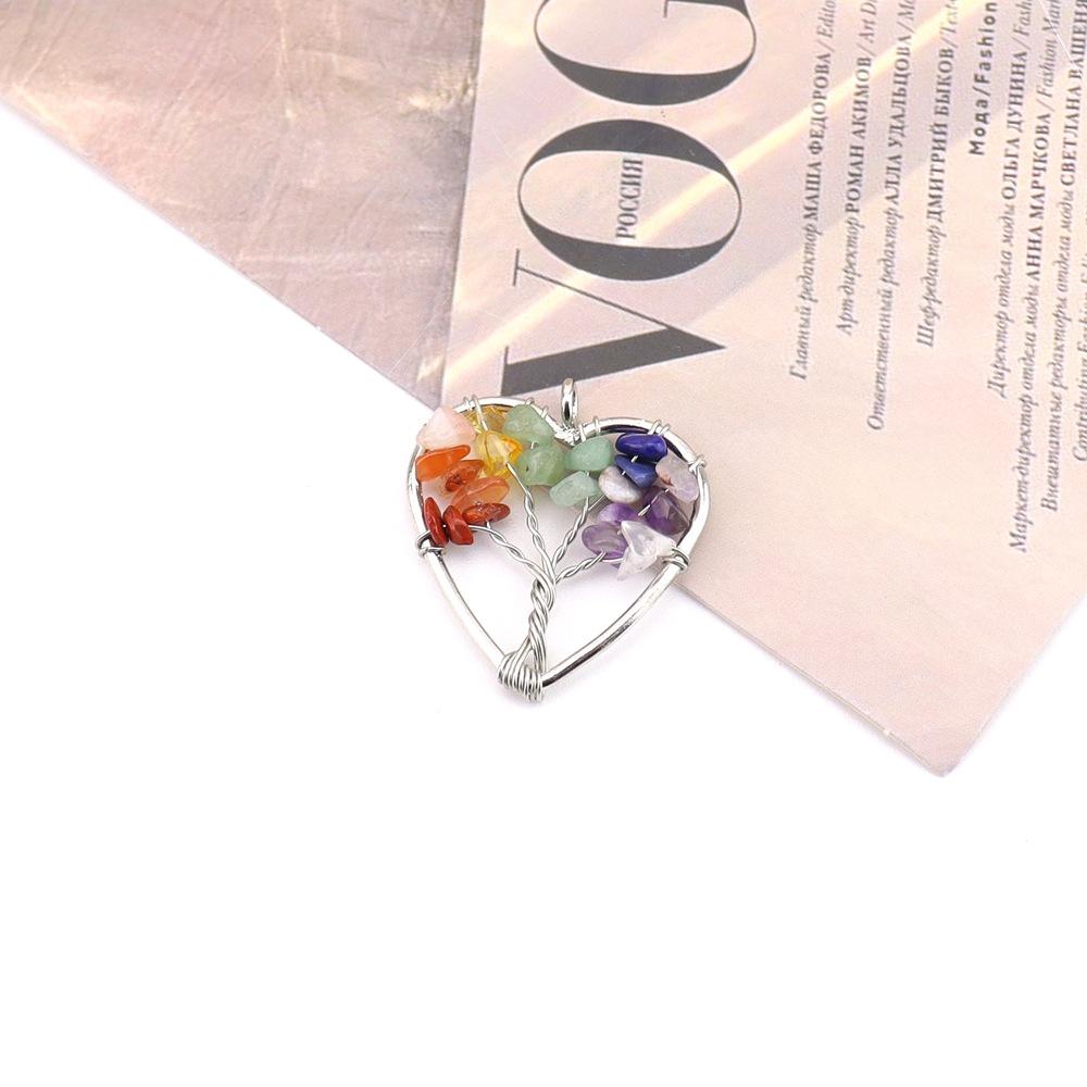 7-Color Natural Stone Jewelry Crystal Gravel Fortune Tree Handmade Winding Tree Of Life Pendant Necklace Jewelry N741