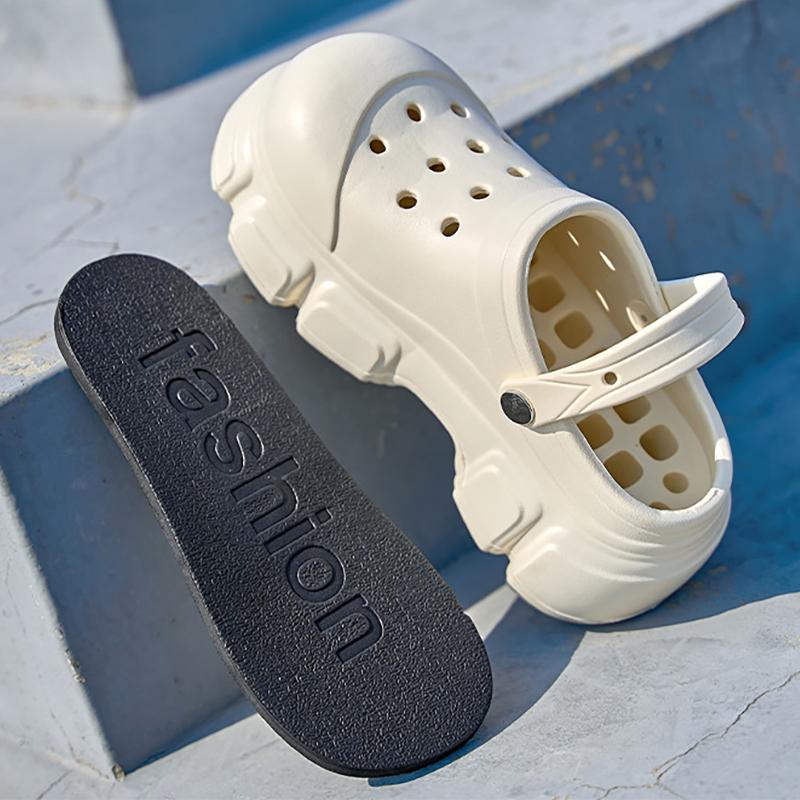 Damen Sommer Clogs Outdoor Wasserdicht Plateau Sandalen Strandschuhe Frauen 7cm Hohe Ferse Hausschuhe