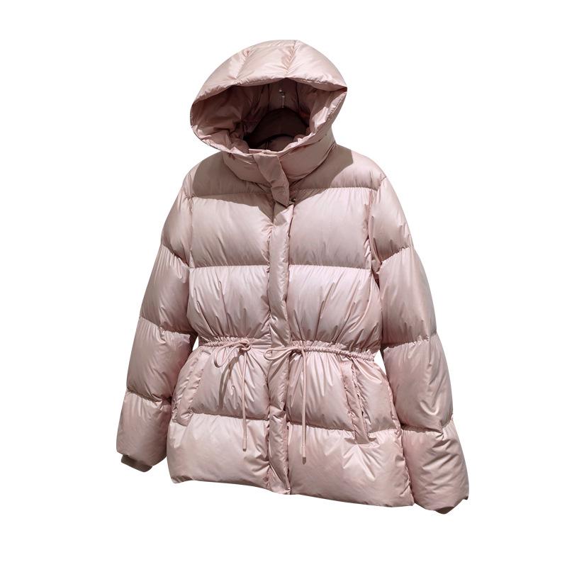 Elegant Women's Mid-Length Down Jacket with Hood, Slimming Waist, New Autumn/Winter Style, Fashionable Cloud Puff Duck Down Outerwear