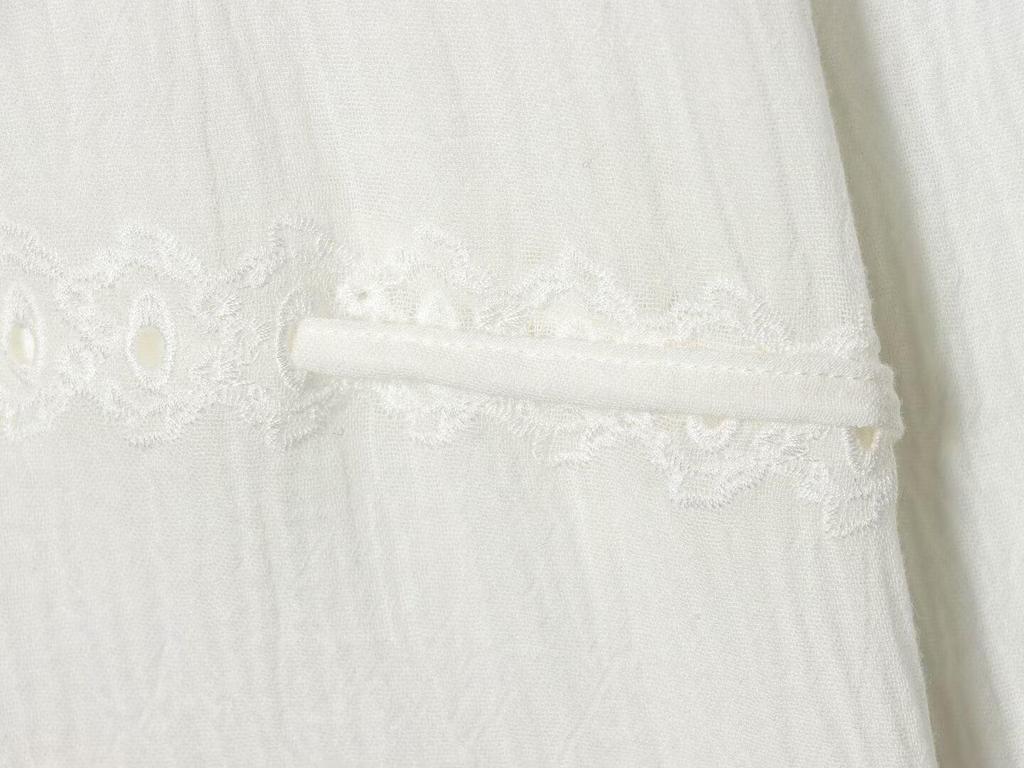 Sweet Women's Embroidered Gauze Blouse with Hollow-Out Waist-Cinching Pleated Bandeau