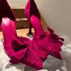 Fashion Elegant Woman High Heeled Shoes Sweet Rose Closed Toe Footwear 2025 Summer Slingback Pointed Fashion Dress Ladies Sandals