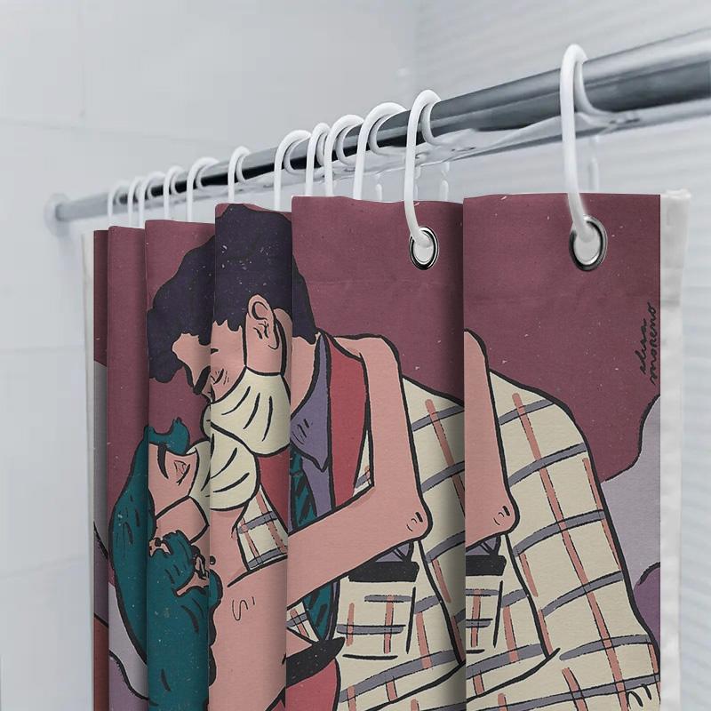 Vintage Gotischer Blumiger Duschvorhang Dunkle Academia Ästhetik Badezimmer Dekor Wasserdichtes Stoff Hintergrund Wandbehang
