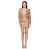 Dress Summer Women's Deep V Backless Cutout Dress Long-sleeved Sequin Hip Wrap Dress