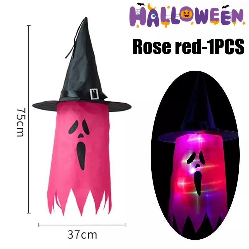 Glowing Outdoor Witch Hat LED Luminous Tree Hanging Ornament Kids Party Decor Halloween Wizard Hat Magic Prop Solution