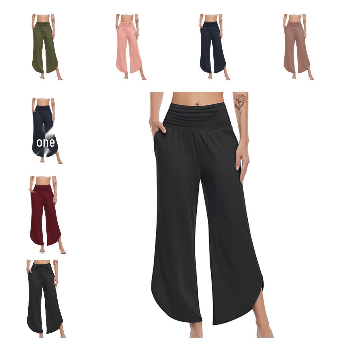 

New Women s High Waist Loose Irregular Wide Leg Casual Pants Extra Extra Large рожевий