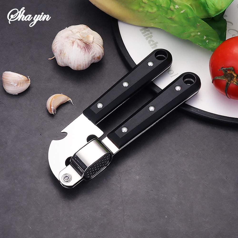 1PC Stainless Steel Garlic Press, Household Opening Tool, Manual Garlic Grinder, Kitchen Utensil, Simple Operation
