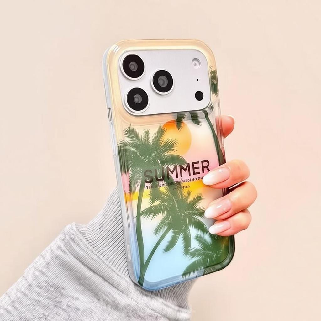 Fashion Palm Tree Phone Case For iPhone 17 Pro Max 16 Pro 15 Plus 14 13 Mini 12 11 16E 17 Air Transparent Case