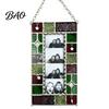 Holiday Commemorative Keepsake Acrylic Photo Frame Light Catcher, Retro Stained Glass Style Hanging Home Soft Furnishing Decor Display with