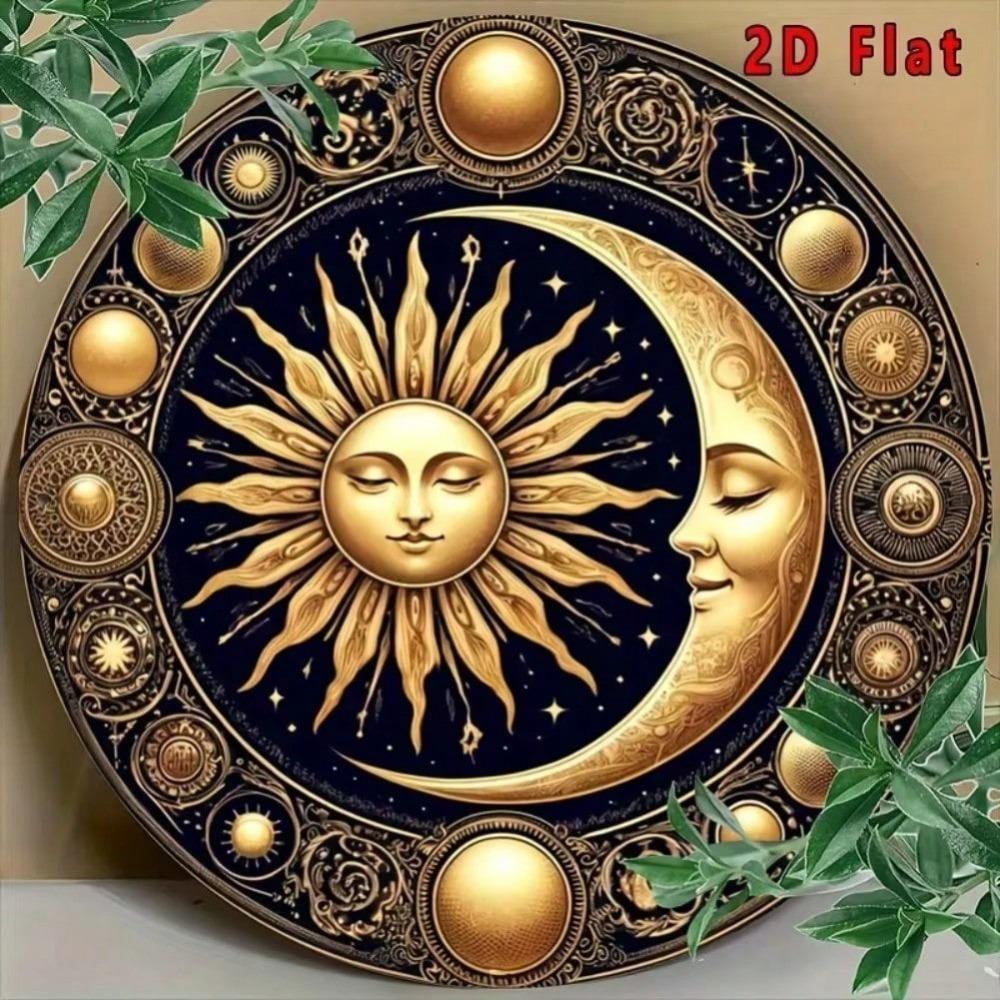 Vintage Tin Sign Sun Moon Wall Art Metal Home Decor