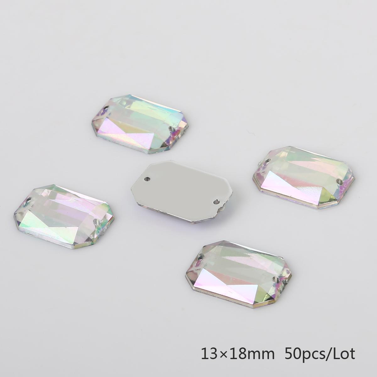 

100 шт./пакет, стразы для шитья с плоской задней частью, пришивные кристаллы, камни, акриловые бусины, стразы для рукоделия, украшения для скрапбукинга 13x18mm 50pcs белый/разноцветный