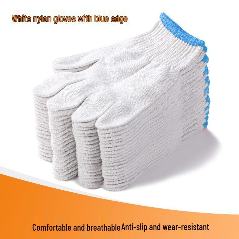 Нескользящие хлопковые перчатки в горошек - Износостойкие, Утолщенные для строительства, Защиты труда, Осень/Зима