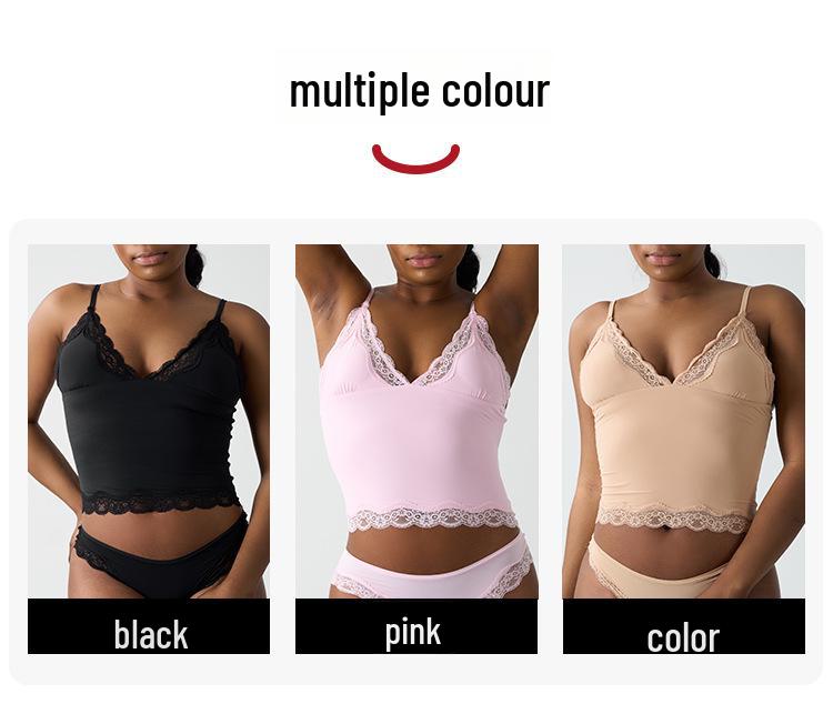 Top din dantelă SK Vestă fără mâneci super elastică - Sexy, prietenos cu pielea, bretele adânci în V ajustabile