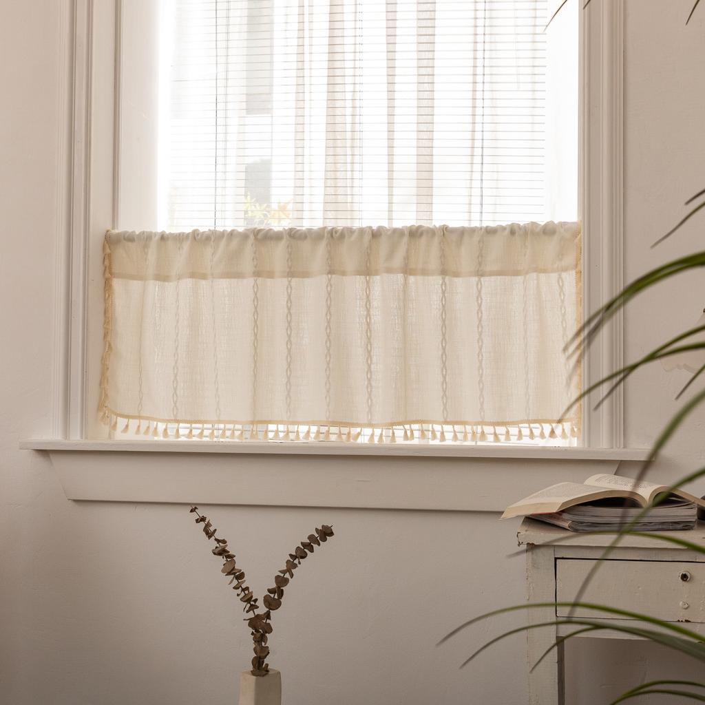 Cream Curtain Country Cottage Kitchen Small Curtain Rod Pocket Bathroom Bedroom Partition Curtain Cafe Curtain Curtain