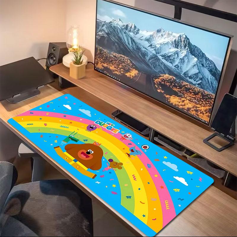 Duggee Rainbow Adventure Large Size Mouse Pad Large Gaming Table Cushion Nonslip Laptop Tablet Big Mousepad Xxl Mat Mini Pc Playmat With Lock Edge
