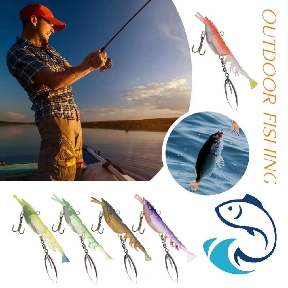 6.7cm Length PVC Shrimp Fishing Lures 4g Weight Pre-rigged Fishing Jigs  Walleye Fishing