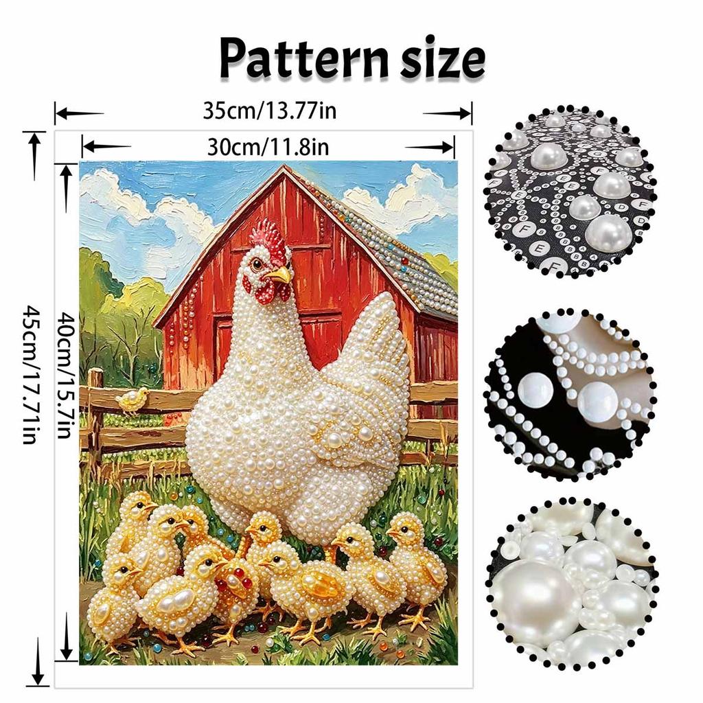 DIY Colorful Pearl Diamond Painting Hen And Chicks Kit Pearl Decoration Office Wall Decor