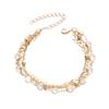 Golden Multi-Layer Chain Ankle Bracelet For Women, Retro Alloy Round Bead Chain Beach Foot Accessory