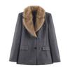 Women's Clothing Autumn and Winter New Artificial Fur Effect Fur Collar Suit Fashion Commuter Suit Jacket