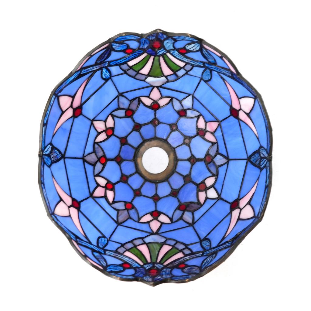 Blue Baroque Lamp Shade, 12 Inch Medium Stained Glass Lampshade Replacement for Torchiere Floor Lamp and Pendant Light Fixtures