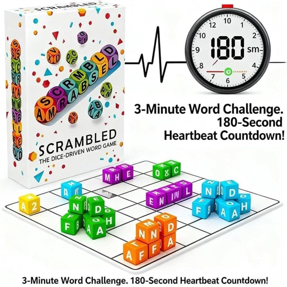 Fast-Paced Scrambled Dice Word Game Brain Exercise Party Game  for Family & Friends