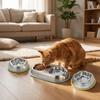 Single/Double Bowl Stainless Steel Cat Bowl Non Slip Pet Drinking Bowl  For Dogs Cats