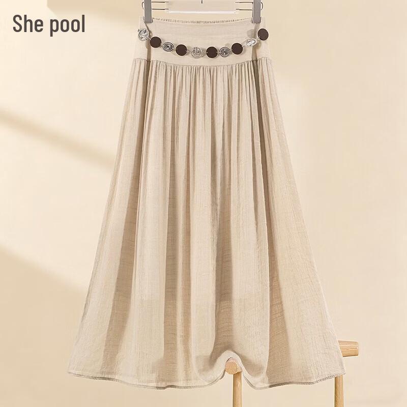 

Women s Artistic Flowy Elastic Waist Midi Skirt One Size