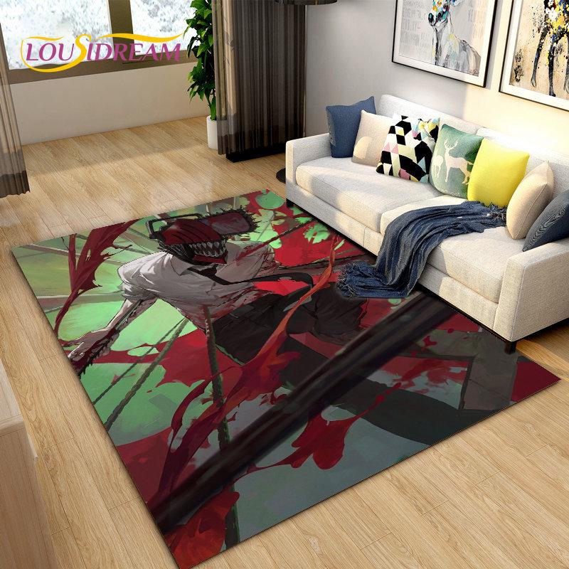 3D Chainsaw Man Anime Denji Cartoon Area Rug,Carpet Rug for Living Room Bedroom Sofa Doormat Decoration, Kids Non-slip Floor Mat