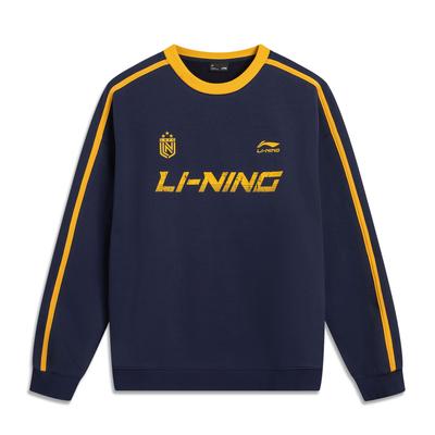 Li Ning Spordielustiili seeria fliisist paks soe kirjaga logo ümara kaelusega madala õlajoonega vaba unisex dressipluus AWDVC87-4