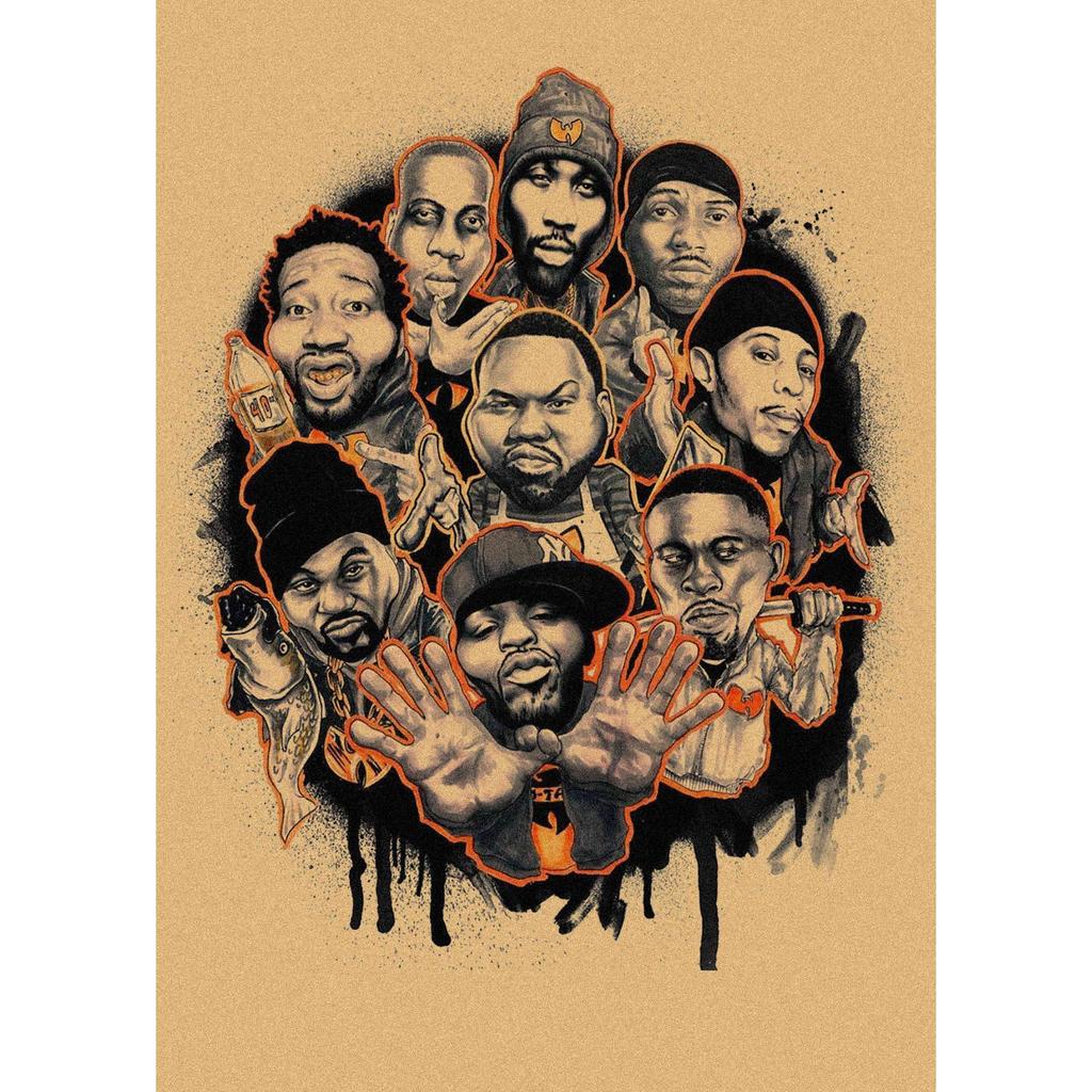 Wudang Style Wu Tang Clan Retro Kraft Paper Poster for Bar/Cafe