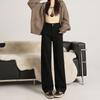Fleece Straight Jeans for Women, Autumn and Winter New Brown Coffee High-waisted Narrow Wide-leg Pants