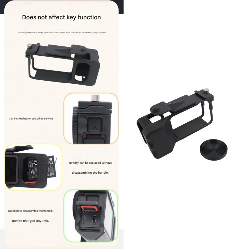 Action Camera Cage Handle Grip and Protective Lens Cover for Action 6 Comfortable Handheld Shootings