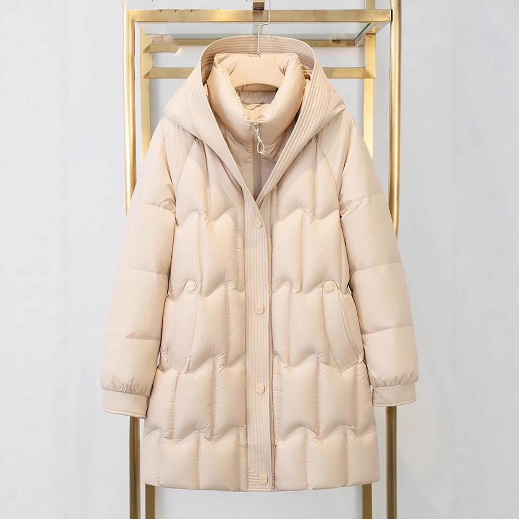 Stylish Temperament Down Jacket: Thickened Mid-Length Winter Coat for Middle-Aged & Elderly Women