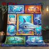 Ocean Frame Collection 2D Flat Pattern Flannel Blanket, High Quality All Seasons, Home Decor, Warmth and Comfort, Perfect for Christmas Gifts.