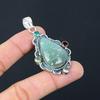 Pear Hilitchi Green Agate Stone Mozambique Garnet Pendant 925 Sterling Silver