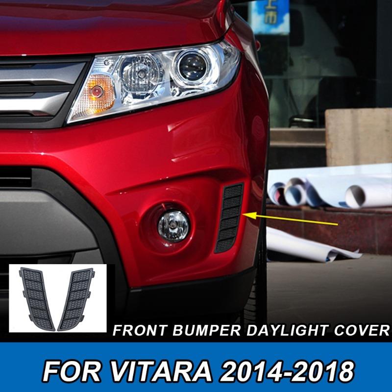 Vitara 2014-2018 Car Front Bumper DRL Daytime Running Light Lampshade Decorative Grille Frame Cover Material Plastic