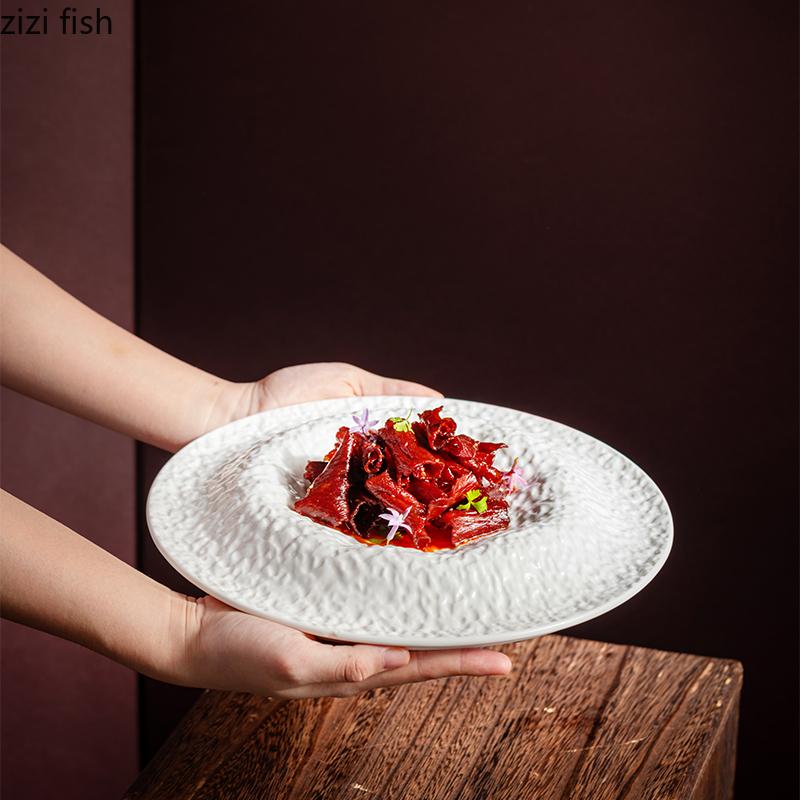 Round White Ceramic Dining Plate Serving Plate Western Steak Plates Fruit Dish Salad Bowl Pasta Dish Sushi Plates Dessert Bowl