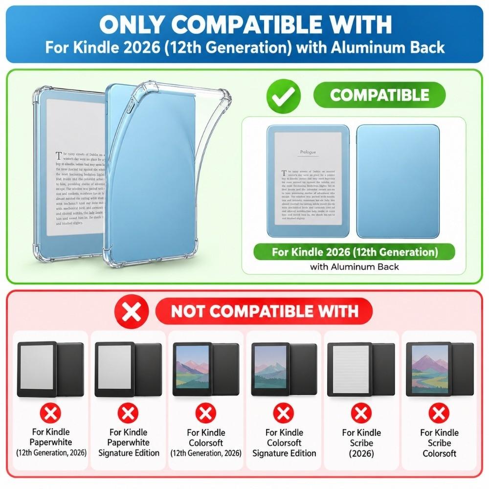 Reinforced Corner Clear Protective Case Drop Resistance Protective Shell for Kindle 2026/12th Gen