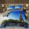 Eiffelturm Tagesdecke Vintage Paris Stadtlandschaft Quilt-Set Doppel-/Queen-Größe, Weiche Leichte Wendbare Tagesdecke für Mädchen Frauen
