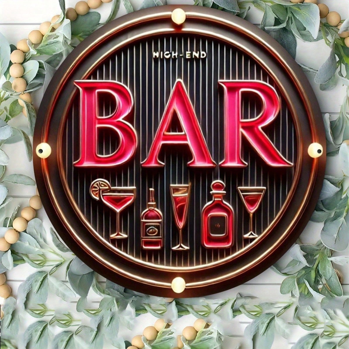 

Vintage Round 8x8 Inch Metal Tin Sign Neon Wall Art for Indoor Outdoor Bar Cafe Gym Home Decor Random Style Gift 20x30