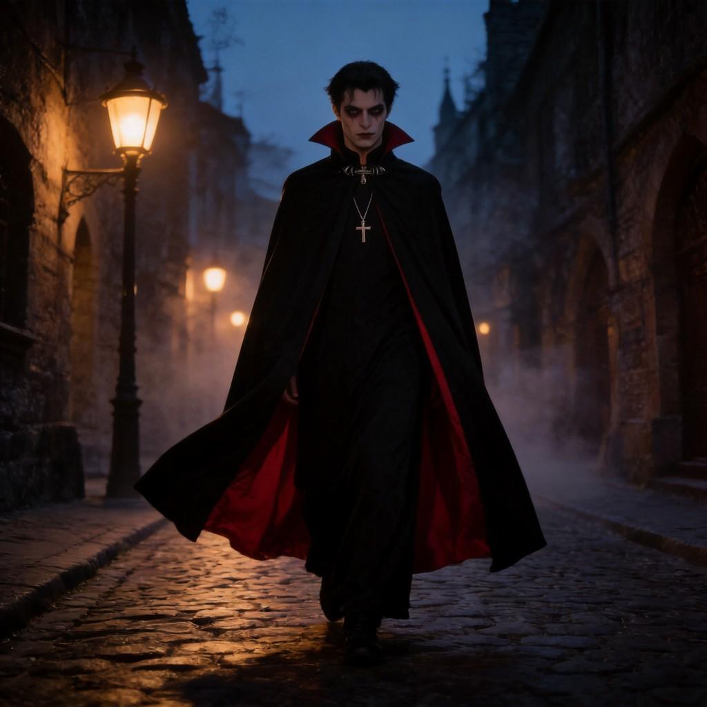 Costume da Cosplay da Vampiro Gotico Con Mantello Lungo Fino ai Piedi Per Feste di Halloween