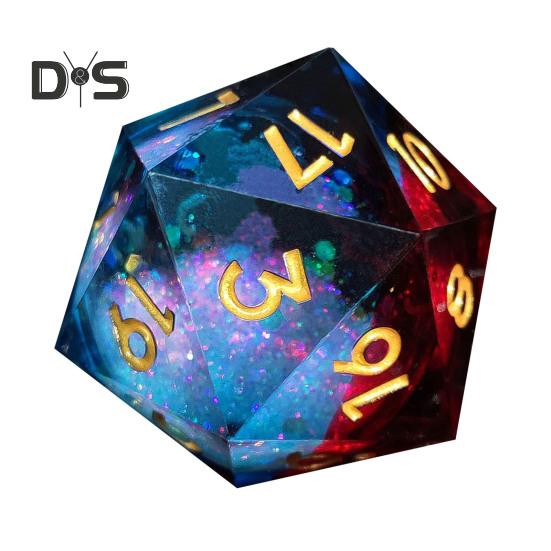 

Игральные кости Liquid Core Resin Dice Sharp Edge 20-сторонние игральные кости золотисто-серебристого цвета с цифрами Многогранные игральные кости Quicksand Multi-sided D20 игральные кости для ролевой игры Реквизит для игральных костей красный/синий