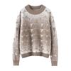 Autumn And Winter New Pure Australian Wool Women'S Semi-Turtleneck Wool Sweater Jacquard Knitted Sweater Thick Loose Cashmere