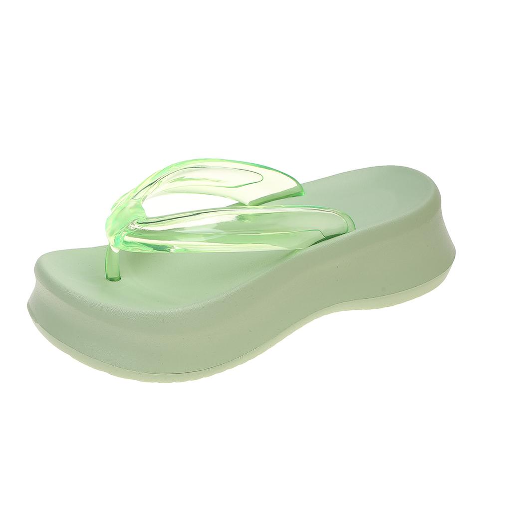 Fashion Women's Platform Flip Flops Summer New Round Head Clip Toe Non-Slip Wear-Resistant Wedge Cool Mopping