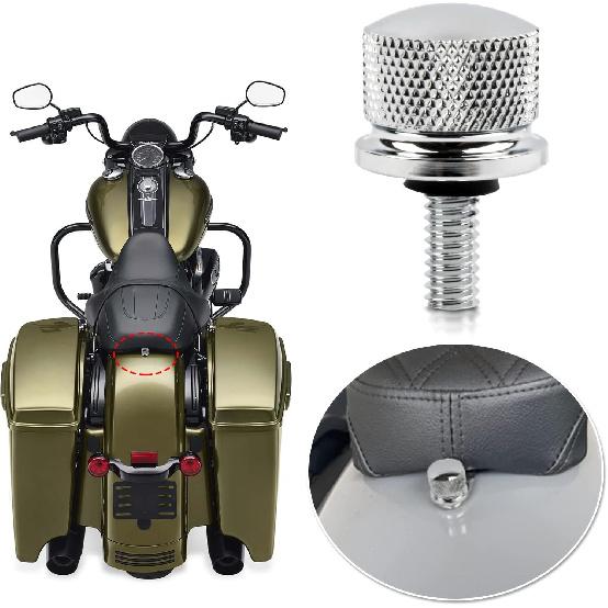 

PSLER Fender Mounting Aluminum Seat Bolt Screw Cover Knob Kit for Touring Sportster Road King Electra Street Glide 1996-2024, Chrome
