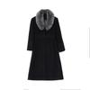 Big Fur Collor Women Woolen Coat Black Long Trench Coat Jacket Slim Wool Blend Coat Elegant Casual Jacket Vintage Gothic Jacket