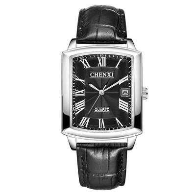 Men's Watch, Genuine Leather Strap, Calendar, Analog Display: Waterproof, Antique, Roman, Stylish, Pair Watch, Pair Watch, Square Quartz Wat