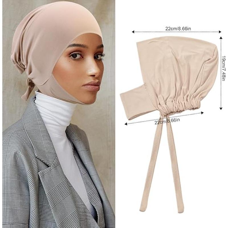 1PC Hijab Undercap for Women,Islamic Muslim Full Cover Face Veil Silk Fabric Turban Cap Underscarf Ramadan Accessory Daily Wear