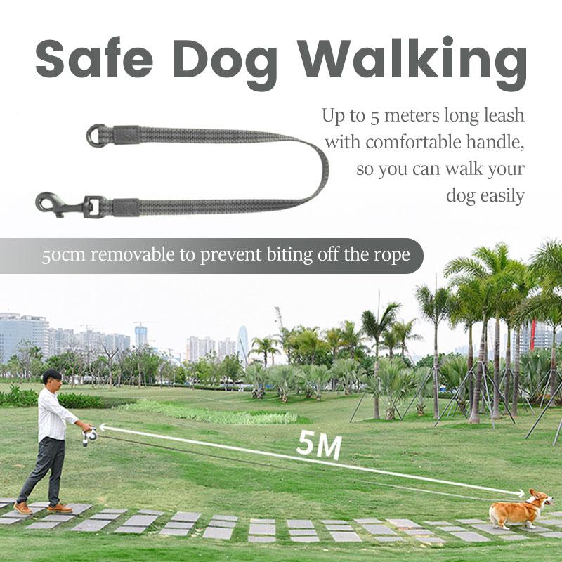 Guinzaglio per cani 2 in 1 per impieghi gravosi, anti-trazione, guinzaglio automatico retrattile per animali domestici per addestramento all'aperto per cani con dispenser per sacchetti per rifiuti, resistente