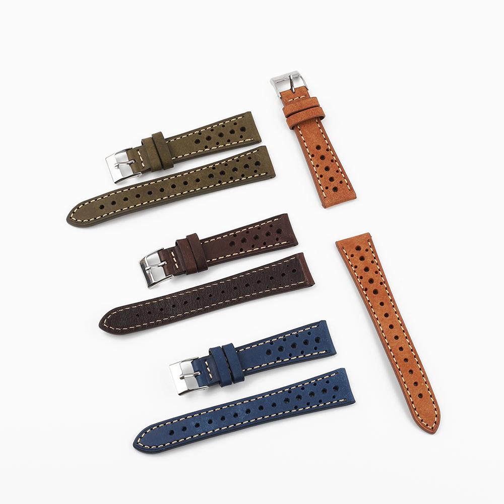 Watchband Genuine Leather Watchband Handmade Cowhide Breathable Strap Ventilated Design Vintage Band Accessories Belt 18 19 20 21 22 24mm